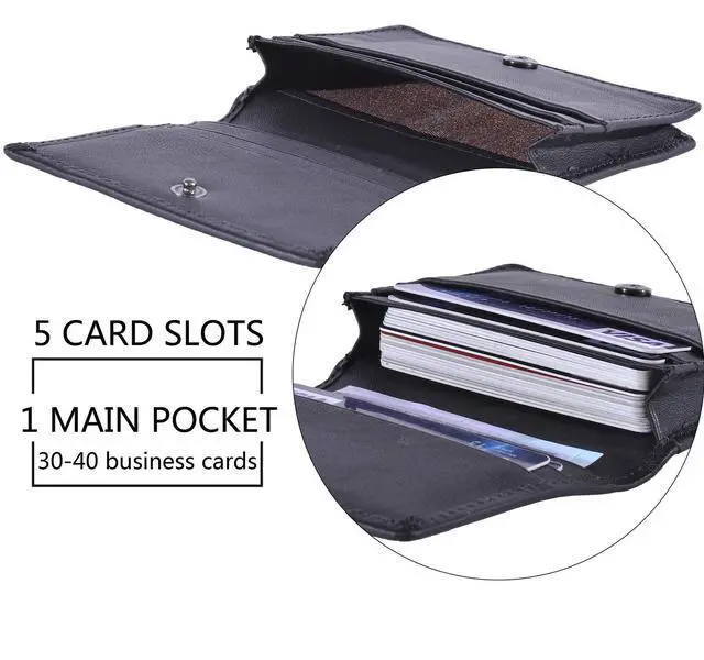 Alt view image 3 of 6 - RFID Genuine Leather Bifold ID/Business Credit Card Case Holder for Men Slim Front Pocket Wallet Button(Black)