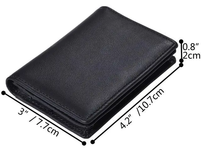 Alt view image 6 of 6 - RFID Genuine Leather Bifold ID/Business Credit Card Case Holder for Men Slim Front Pocket Wallet Button(Black)