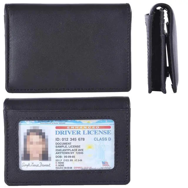 Alt view image 5 of 6 - RFID Genuine Leather Bifold ID/Business Credit Card Case Holder for Men Slim Front Pocket Wallet Button(Black)