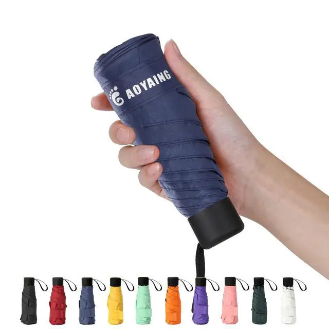 Alt view image 2 of 7 - Small Mini Umbrella with Case by GAOYAINIG Light Compact Design Perfect for Travel Lightweight Portable Parasol Outdoor Sun&Rain Umbrellas 34 Inches Navy Blue