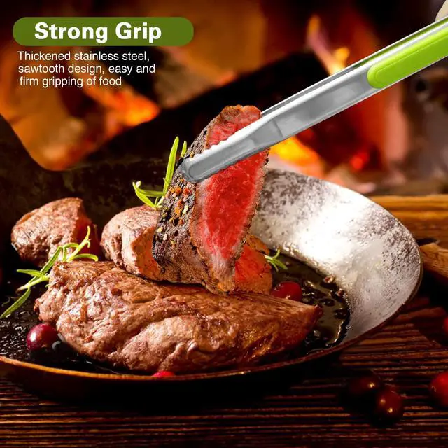 Alt view image 4 of 7 - 4Pcs Stainless Steel Kitchen Tongs for Cooking - 10" Metal Food Tongs With Non-Slip Comfort Grip, Non-Stick, High Heat Resistant for BBQ, Grilling and Serving