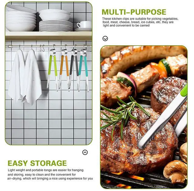 Alt view image 6 of 7 - 4Pcs Stainless Steel Kitchen Tongs for Cooking - 10" Metal Food Tongs With Non-Slip Comfort Grip, Non-Stick, High Heat Resistant for BBQ, Grilling and Serving