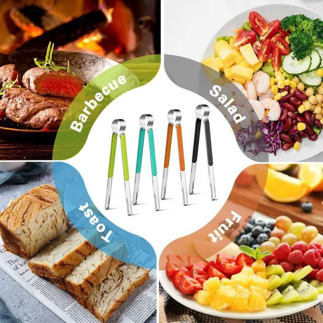 Alt view image 7 of 7 - 4Pcs Stainless Steel Kitchen Tongs for Cooking - 10" Metal Food Tongs With Non-Slip Comfort Grip, Non-Stick, High Heat Resistant for BBQ, Grilling and Serving