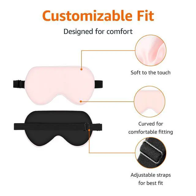 Alt view image 3 of 7 - Genuine Natural Mulberry Silk Curved Sleep Eye Mask with Adjustable Strap, One Size, Pink