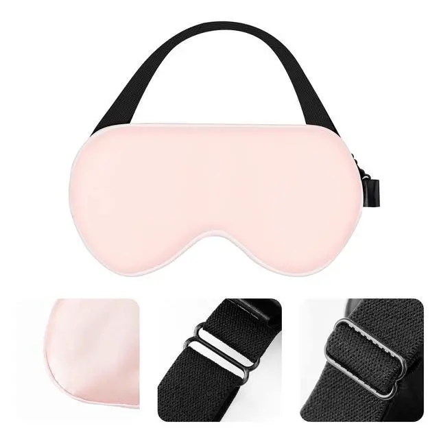 Alt view image 5 of 7 - Genuine Natural Mulberry Silk Curved Sleep Eye Mask with Adjustable Strap, One Size, Pink