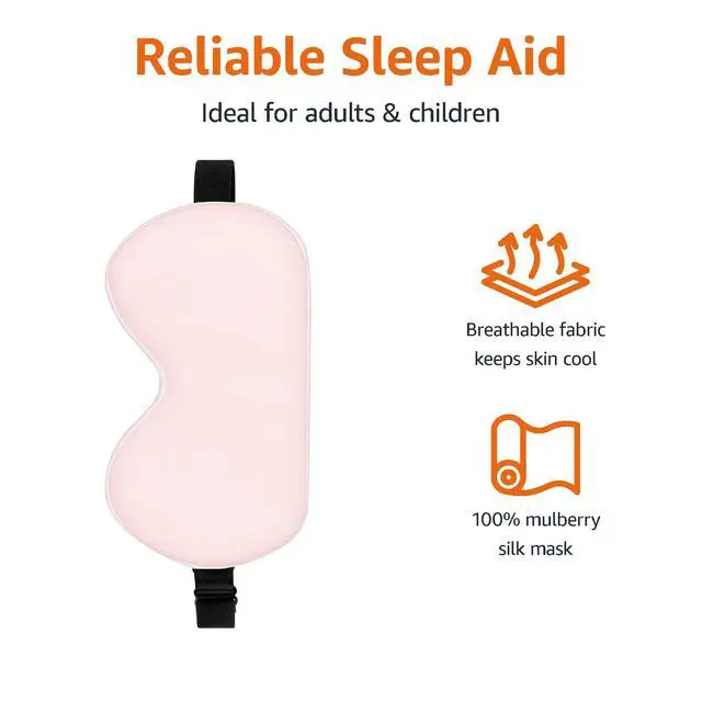 Alt view image 2 of 7 - Genuine Natural Mulberry Silk Curved Sleep Eye Mask with Adjustable Strap, One Size, Pink