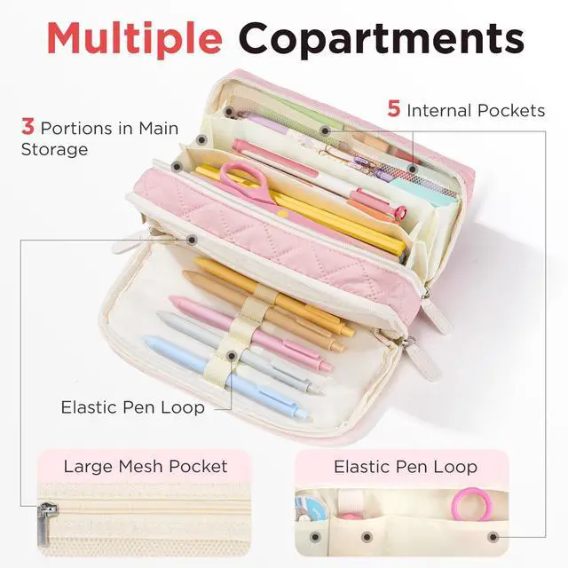 Alt view image 4 of 7 - Large Pencil Case Pouch, Extra Big Pencil Bag with 8 Compartments