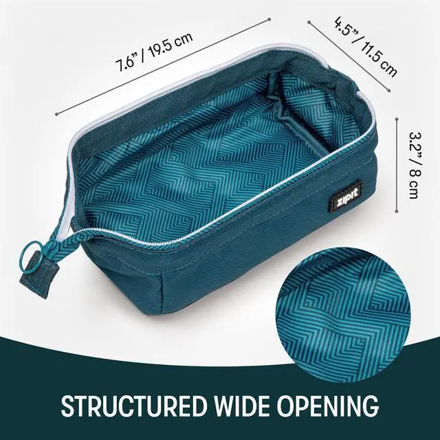 Alt view image 2 of 6 - Lenny Pencil Case, Wide-Opening Zipper Pouch for Girls and Boys, Teal