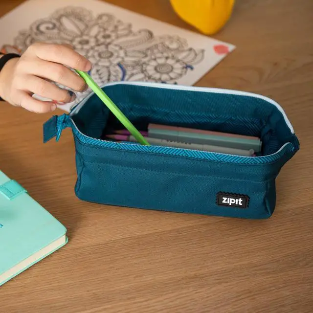 Alt view image 6 of 6 - Lenny Pencil Case, Wide-Opening Zipper Pouch for Girls and Boys, Teal