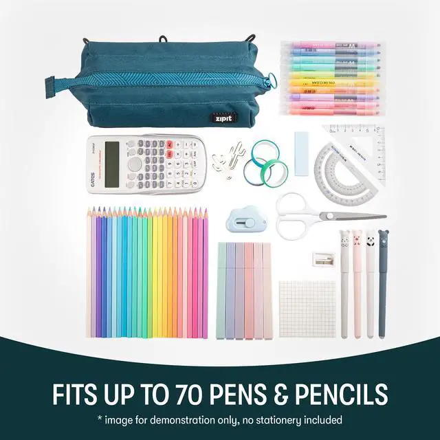 Alt view image 4 of 6 - Lenny Pencil Case, Wide-Opening Zipper Pouch for Girls and Boys, Teal