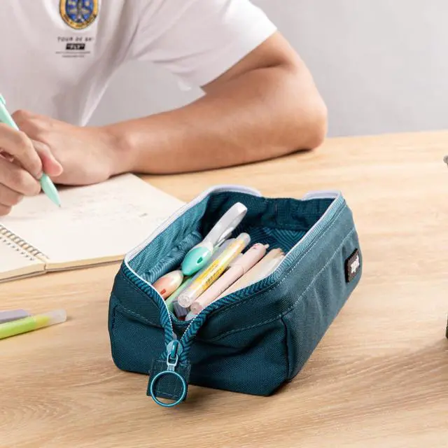 Alt view image 5 of 6 - Lenny Pencil Case, Wide-Opening Zipper Pouch for Girls and Boys, Teal