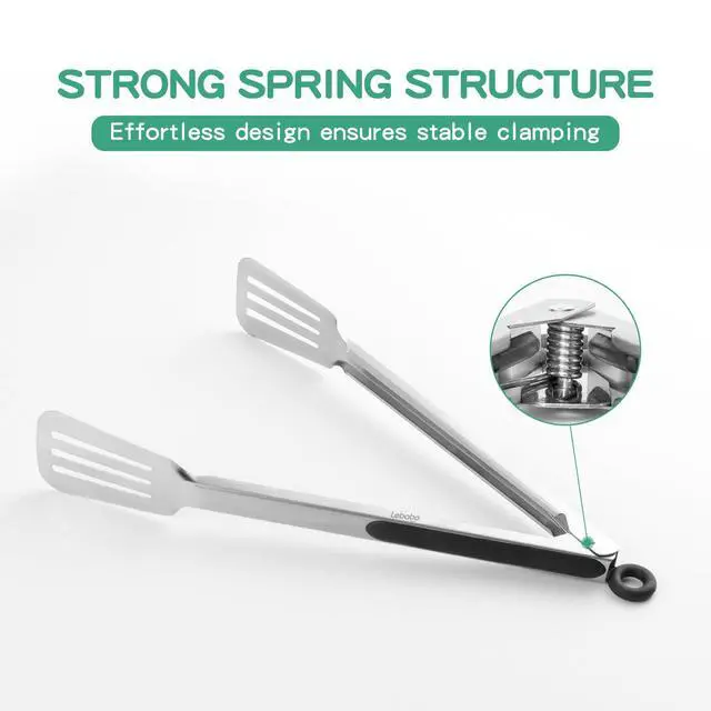 Alt view image 5 of 7 - Tongs for Cooking, Set of 2 Metal Spatula Tongs for Grilling, Black