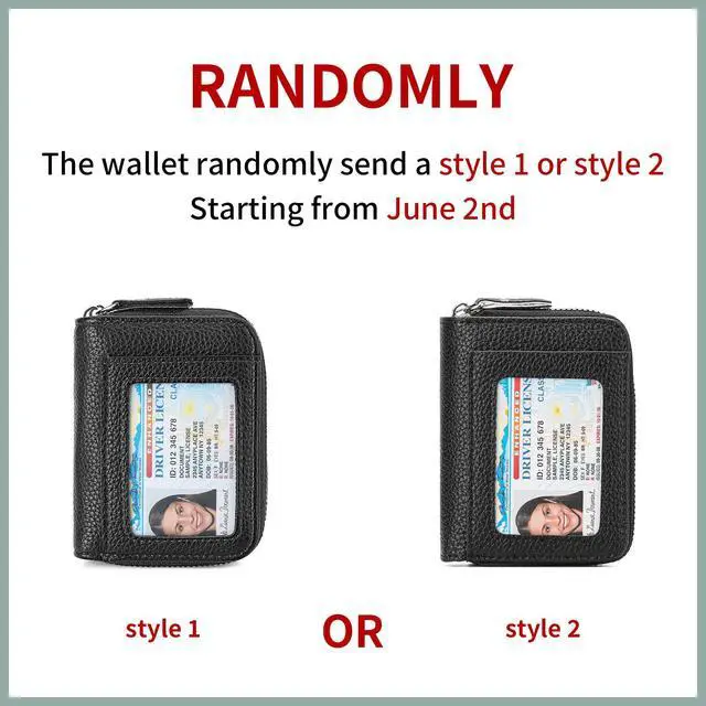 Alt view image 2 of 6 - Credit Card Holder Wallet RFID Blocking Leather Small Wallet for Women Double Zipper Wallet with ID Window