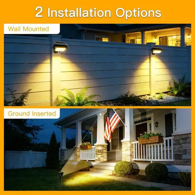 Alt view image 3 of 7 - Solar Spot Lights Outdoor Waterproof, Robot-Style 360° Rotatable Solar Powered Spotlights,Wireless Landscape Lighting with Ground Stakes, Wall Mount for Yard Garden Patio 2 Pack Warm White