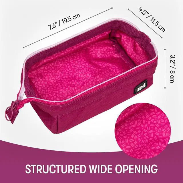 Alt view image 2 of 6 - Lenny Pencil Case, Wide-Opening Zipper Pouch for Girls, Pink