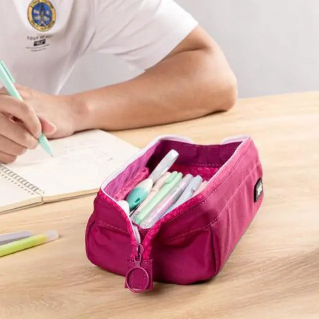 Alt view image 5 of 6 - Lenny Pencil Case, Wide-Opening Zipper Pouch for Girls, Pink
