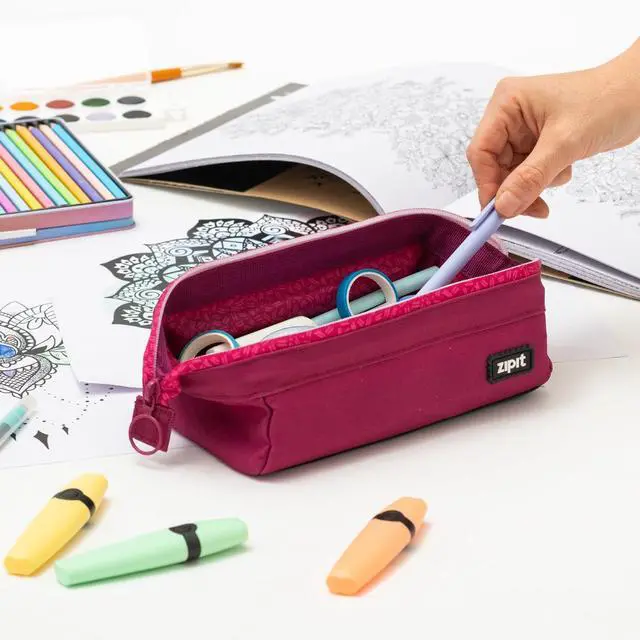 Alt view image 6 of 6 - Lenny Pencil Case, Wide-Opening Zipper Pouch for Girls, Pink