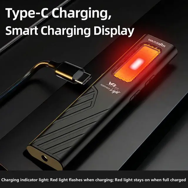 Alt view image 7 of 7 - EDC Flashlight, Ultra-Slim Tactical Work Light COB LED Rechargeable Type-C with Magnetic Back Clip & UV Light, 10 Modes for Outdoor Camping Hunting Emergency Home Use