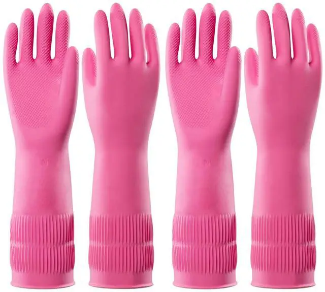Main image of Reusable Natural Latex Dishwashing Cleaning Gloves, 2 Pairs