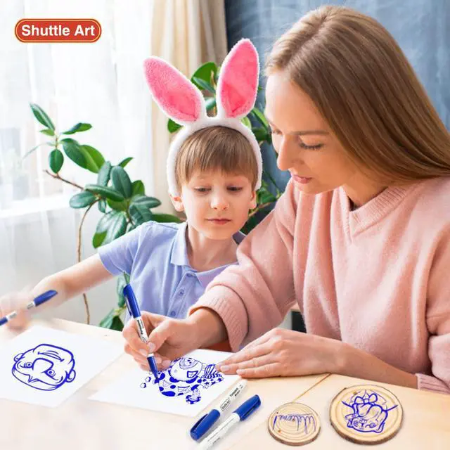 Alt view image 6 of 7 - Permanent Markers, 30 Pack Blue Permanent Marker set,Fine Point, Works on Plastic,Wood,Stone,Metal and Glass for Doodling, Marking