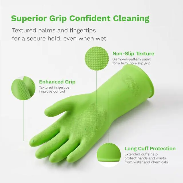 Alt view image 2 of 6 - Nitrile Rubber Cleaning Gloves for Dishwashing, 3 pairs of reusable kitchen gloves, suitable for dishwashing and household cleaning, with a non-slip design, Pefect for Woman Men (Large)