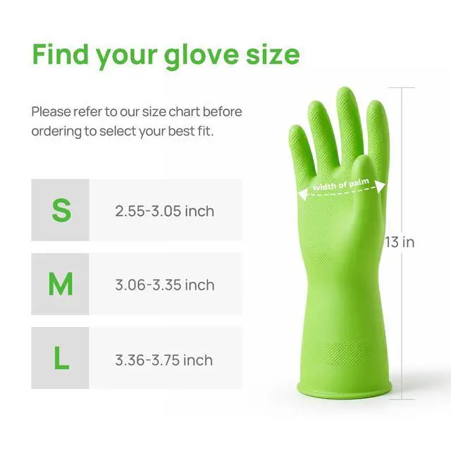 Alt view image 6 of 6 - Nitrile Rubber Cleaning Gloves for Dishwashing, 3 pairs of reusable kitchen gloves, suitable for dishwashing and household cleaning, with a non-slip design, Pefect for Woman Men (Large)