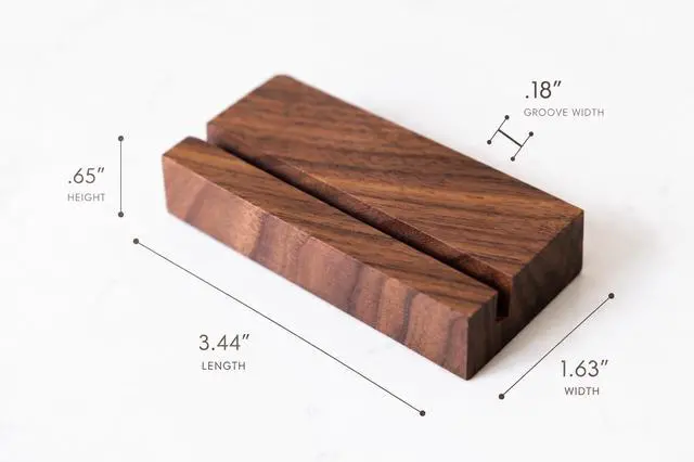 Alt view image 2 of 7 - (2 Pack) Wood Calendar Stands - Desk Calendar Base - Wooden Block - Monthly Desk Card Refill Holder - Office Home Gift Decor (Black Walnut Wood)