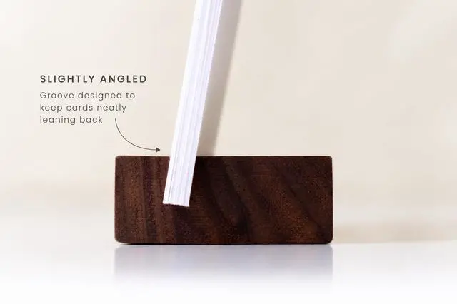 Alt view image 3 of 7 - (2 Pack) Wood Calendar Stands - Desk Calendar Base - Wooden Block - Monthly Desk Card Refill Holder - Office Home Gift Decor (Black Walnut Wood)