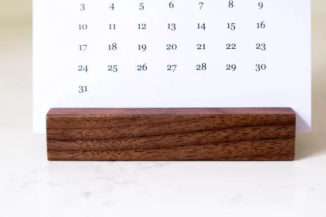 Alt view image 5 of 7 - (2 Pack) Wood Calendar Stands - Desk Calendar Base - Wooden Block - Monthly Desk Card Refill Holder - Office Home Gift Decor (Black Walnut Wood)