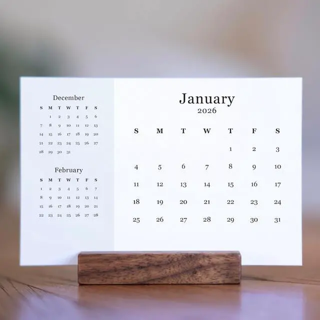 Alt view image 7 of 7 - (2 Pack) Wood Calendar Stands - Desk Calendar Base - Wooden Block - Monthly Desk Card Refill Holder - Office Home Gift Decor (Black Walnut Wood)