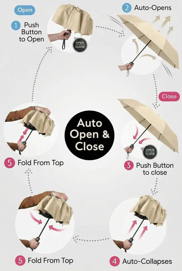Alt view image 6 of 6 - Travel Compact Windprooof umbrella for Sun & Rain,UV protection