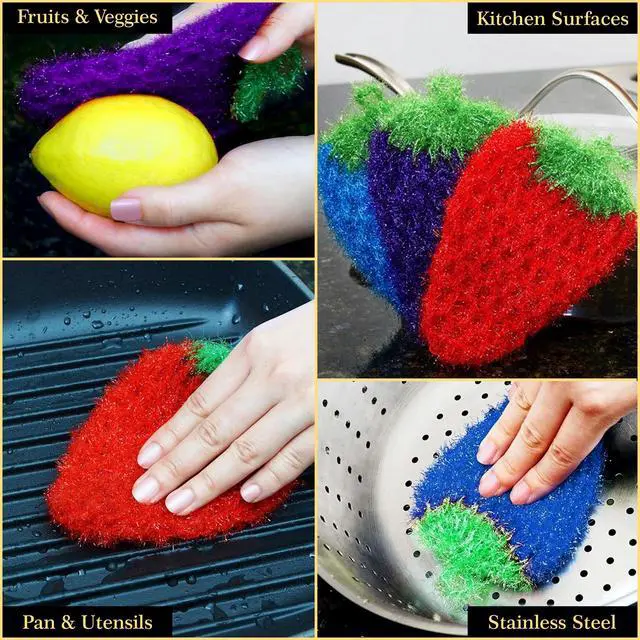 Alt view image 5 of 7 - Non-Scratch Dish Scrubber-Long Lasting & Odorless, Safe on Non-Stick, Cast Iron, Glass and Other Surfaces, Reusable Kitchen Sponge Alternative for Kitchen, Bathroom & Floors (Pack of 3)