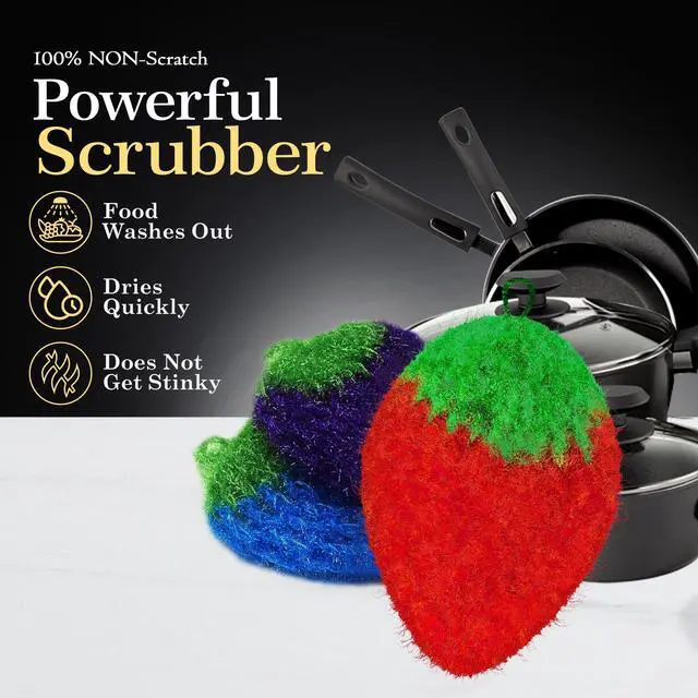 Alt view image 7 of 7 - Non-Scratch Dish Scrubber-Long Lasting & Odorless, Safe on Non-Stick, Cast Iron, Glass and Other Surfaces, Reusable Kitchen Sponge Alternative for Kitchen, Bathroom & Floors (Pack of 3)