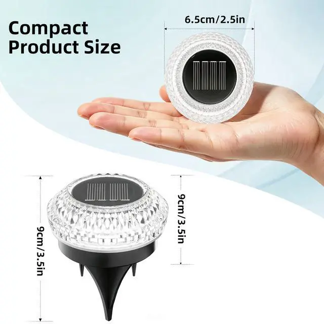 Alt view image 2 of 7 - Solar Ground Lights Outdoor,12 Pack Flat Solar Pathway Lights | IP67 Waterproof Solar Powered Disc Lights,Landscape Lighting for Garden Yard Walkway Patio Driveway,Warm White