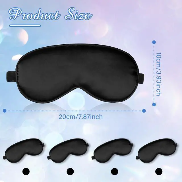 Alt view image 2 of 6 - 8 Pcs Sleep Mask, Silk Eye Mask for Sleeping with Adjustable Strap, Blackout Sleeping Eye Blindfold Soft Silk Mask for Men Women Adults (Black)