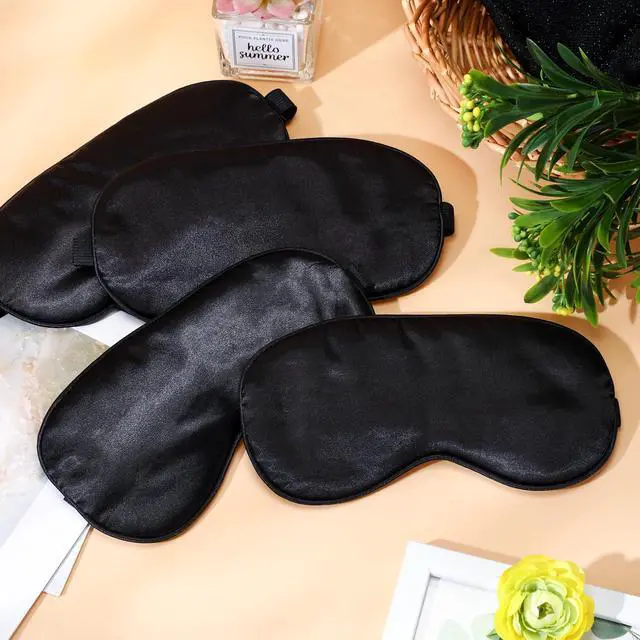 Alt view image 4 of 6 - 8 Pcs Sleep Mask, Silk Eye Mask for Sleeping with Adjustable Strap, Blackout Sleeping Eye Blindfold Soft Silk Mask for Men Women Adults (Black)