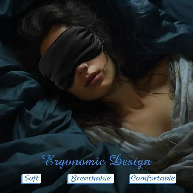 Alt view image 5 of 6 - 8 Pcs Sleep Mask, Silk Eye Mask for Sleeping with Adjustable Strap, Blackout Sleeping Eye Blindfold Soft Silk Mask for Men Women Adults (Black)