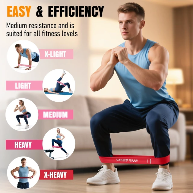 Alt view image 5 of 7 - for Working Out, Exercise Bands Resistance Bands Set with 5 Resistance Levels, Latex Loop Bands for Women Men, Workout Bands for Legs, Glutes, Strength Training, Yoga, Home Gym