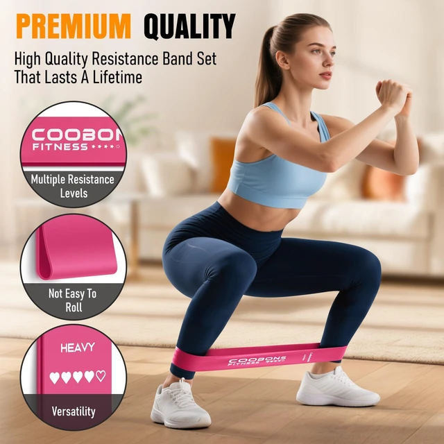 Alt view image 4 of 7 - for Working Out, Exercise Bands Resistance Bands Set with 5 Resistance Levels, Latex Loop Bands for Women Men, Workout Bands for Legs, Glutes, Strength Training, Yoga, Home Gym