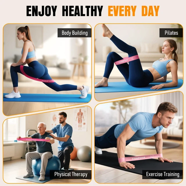 Alt view image 6 of 7 - for Working Out, Exercise Bands Resistance Bands Set with 5 Resistance Levels, Latex Loop Bands for Women Men, Workout Bands for Legs, Glutes, Strength Training, Yoga, Home Gym