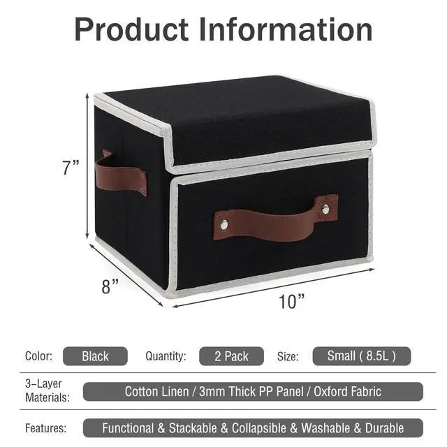 Alt view image 4 of 7 - 2PCS Storage Bins Box with Lids Front Window PU Leather Handles