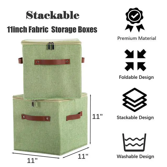 Alt view image 3 of 7 - 11inch Storage Boxes with Zipper Lid Decorative Storage Bins