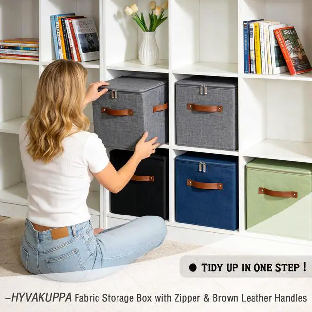 Alt view image 6 of 7 - 11inch Storage Boxes with Zipper Lid Decorative Storage Bins