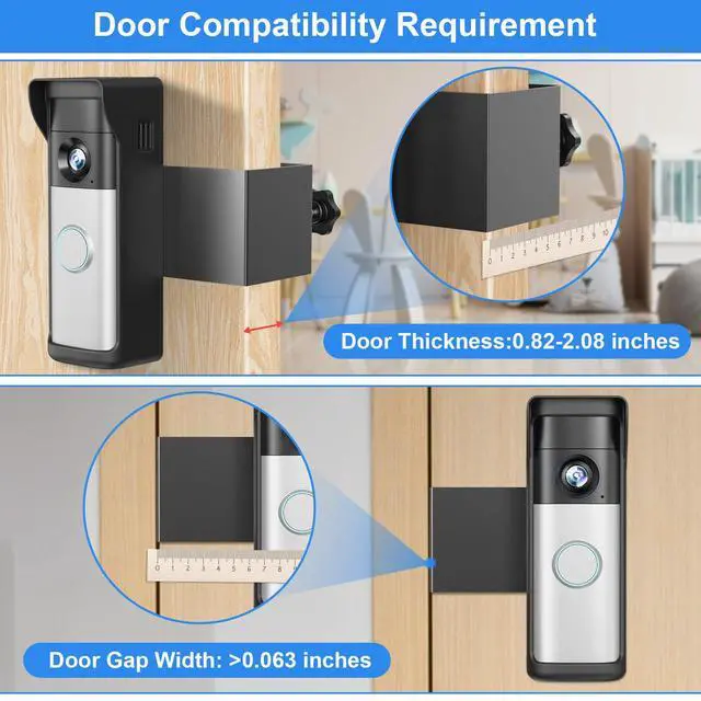 Alt view image 4 of 7 - Anti-Theft Doorbell Mount Compatible with Ring Newest 2026 Battery Doorbell/Plus/Pro, No Drill Wireless Video Camera Doorbell Bracket with Rain Cover for Apartment Rental, Not for Security Door