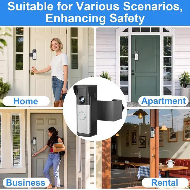 Alt view image 7 of 7 - Anti-Theft Doorbell Mount Compatible with Ring Newest 2026 Battery Doorbell/Plus/Pro, No Drill Wireless Video Camera Doorbell Bracket with Rain Cover for Apartment Rental, Not for Security Door