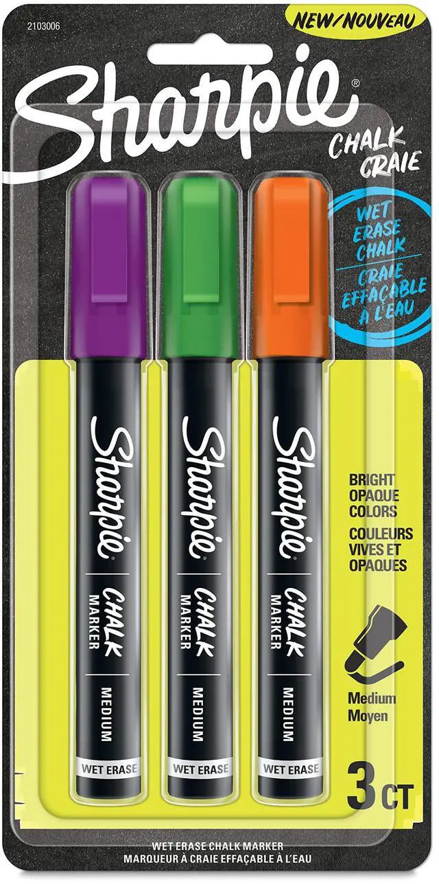 Main image of Chalk Markers, Wet Erase Markers, Assorted Colors, 3 Count