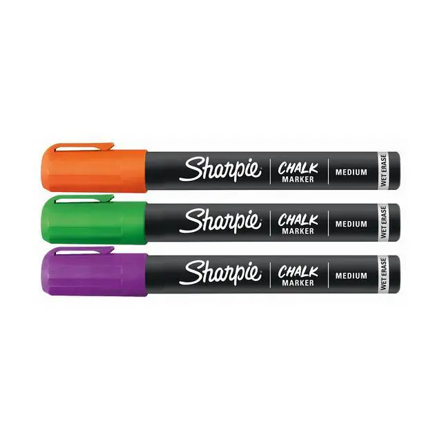 Alt view image 2 of 7 - Chalk Markers, Wet Erase Markers, Assorted Colors, 3 Count