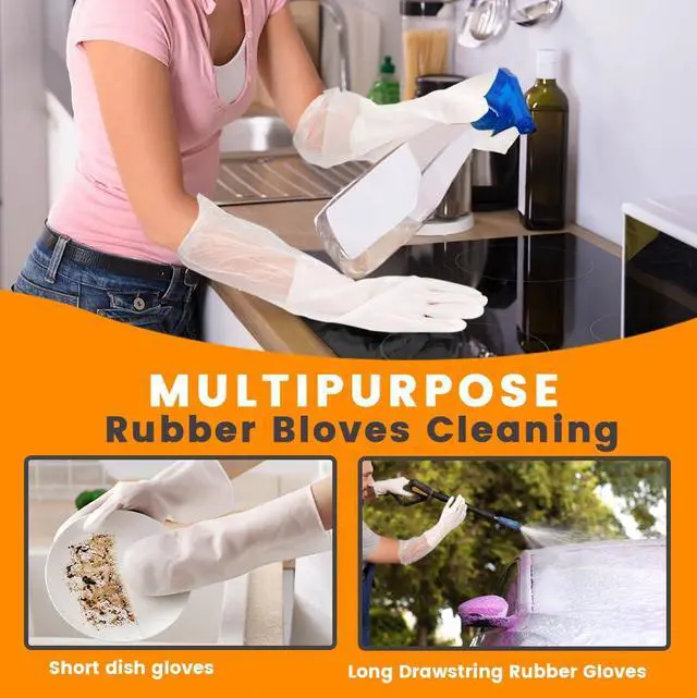 Alt view image 6 of 7 - 2 Pairs Silicone Dishwashing Gloves, Reusable Rubber Scrub Cleaning for Washing Dishes Gloves, for Housework, Kitchen, Bathroom