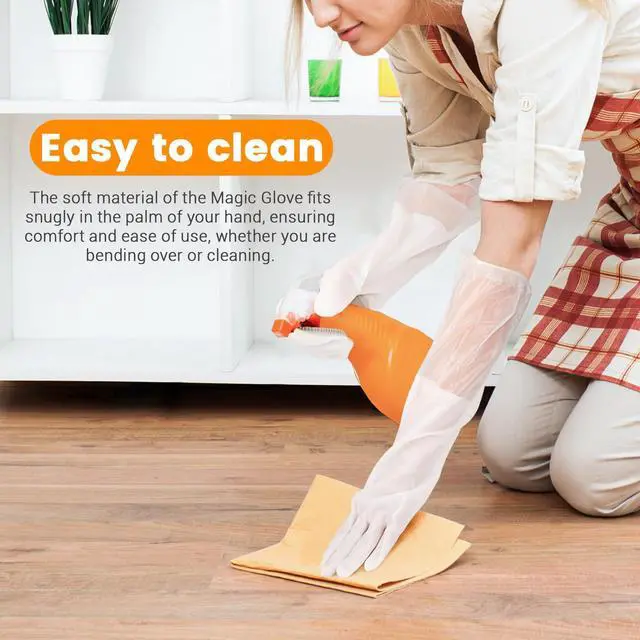 Alt view image 5 of 7 - 2 Pairs Silicone Dishwashing Gloves, Reusable Rubber Scrub Cleaning for Washing Dishes Gloves, for Housework, Kitchen, Bathroom