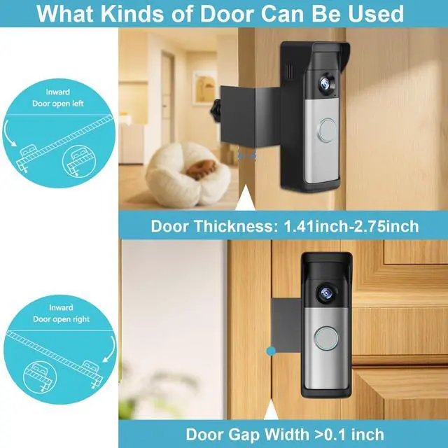Alt view image 3 of 7 - 2026 Upgrade Anti-Theft Video Doorbell Mount for Ring Newest Battery Doorbell/Plus/Pro(2nd Gen), Adjustable No-Drill Mounting Video Camera Doorbell Cover Holder for Home Rentals, Not for Security Door